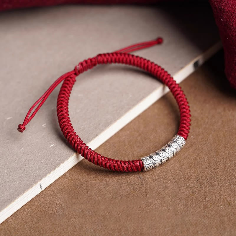 Bracelet corde Om Mani Padme Hum en argent sterling 999, 5 mm
