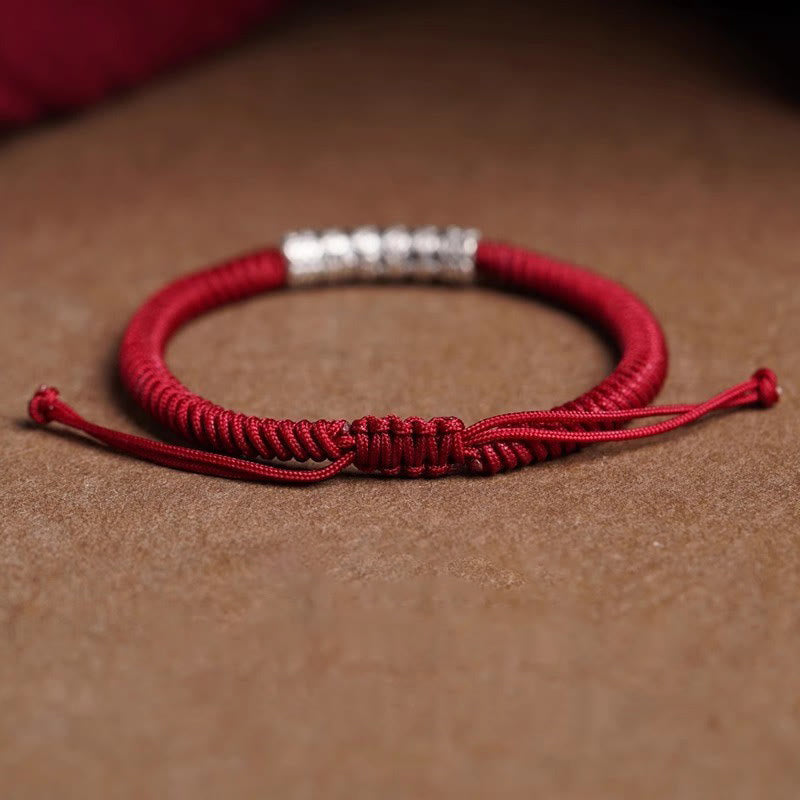 Bracelet corde Om Mani Padme Hum en argent sterling 999, 5 mm