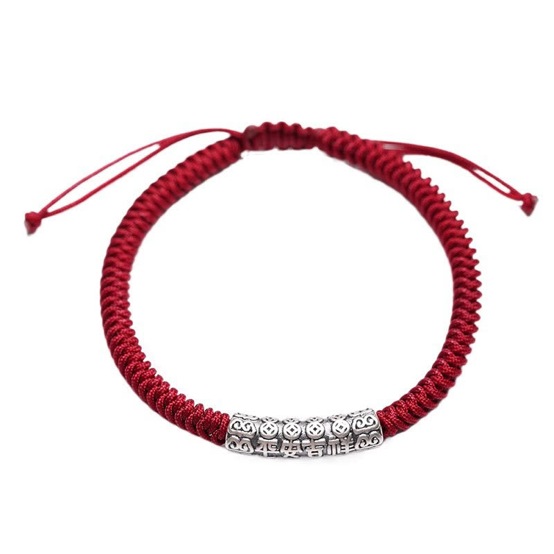 Bracelet corde Om Mani Padme Hum en argent sterling 999, 5 mm