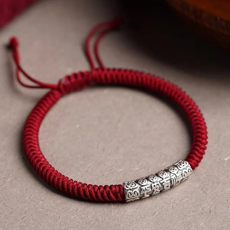 Bracelet corde Om Mani Padme Hum en argent sterling 999, 5 mm