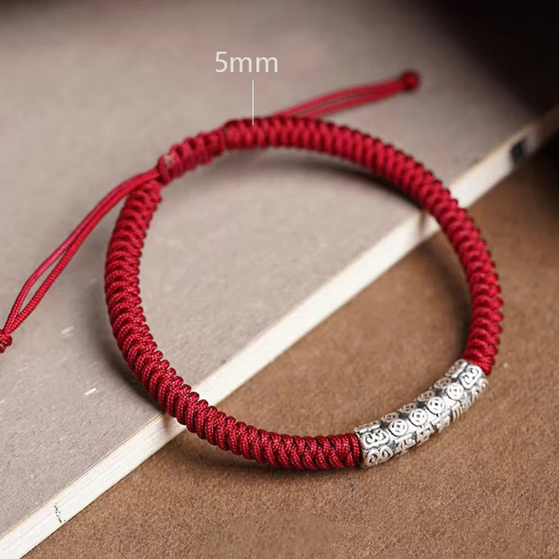 Bracelet corde Om Mani Padme Hum en argent sterling 999, 5 mm