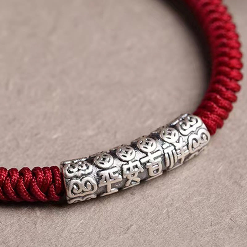 Bracelet corde Om Mani Padme Hum en argent sterling 999, 5 mm