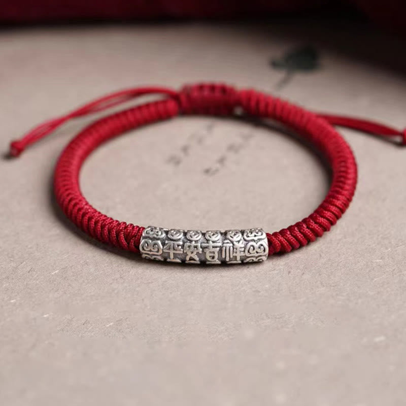 Bracelet corde Om Mani Padme Hum en argent sterling 999, 5 mm