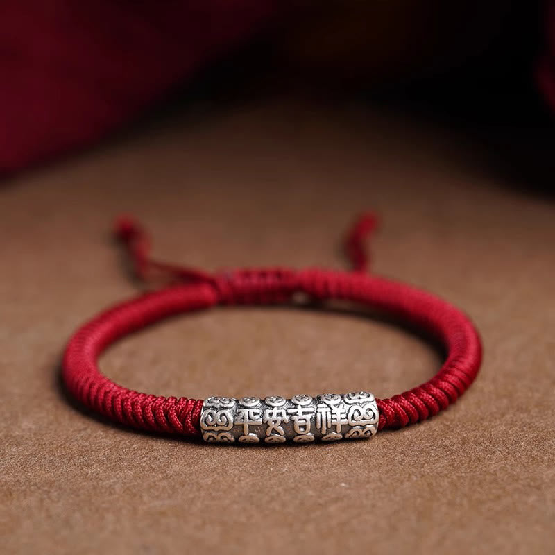 Bracelet corde Om Mani Padme Hum en argent sterling 999, 5 mm