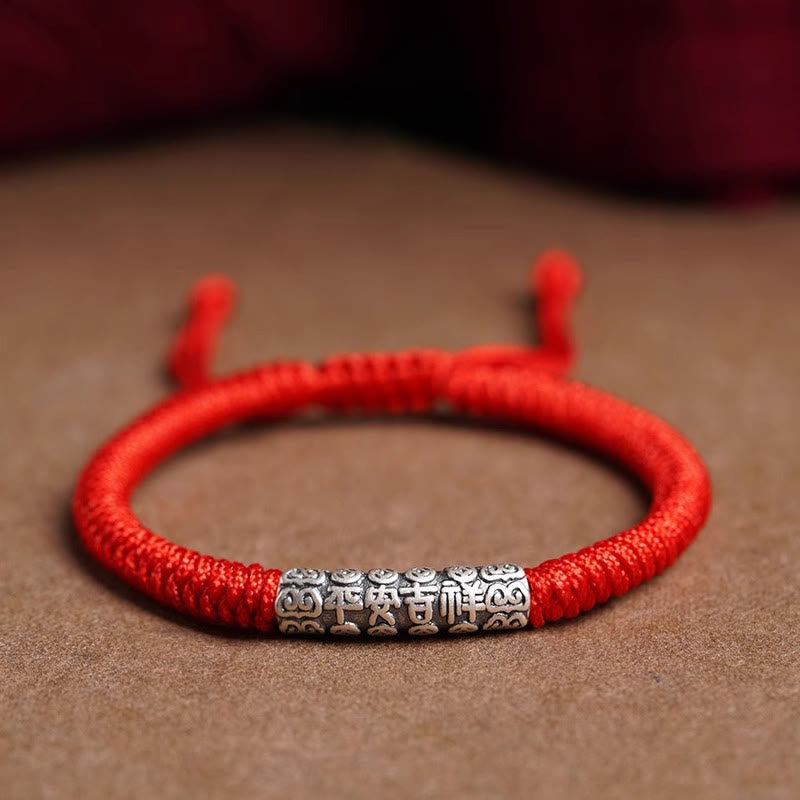 Bracelet corde Om Mani Padme Hum en argent sterling 999, 5 mm