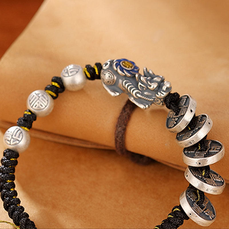 Bracelet Pixiu en argent sterling 999 pour la protection et la chance