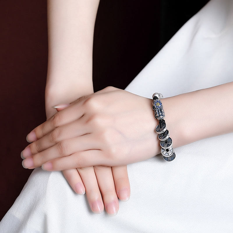 Bracelet Pixiu en argent sterling 999 pour la protection et la chance