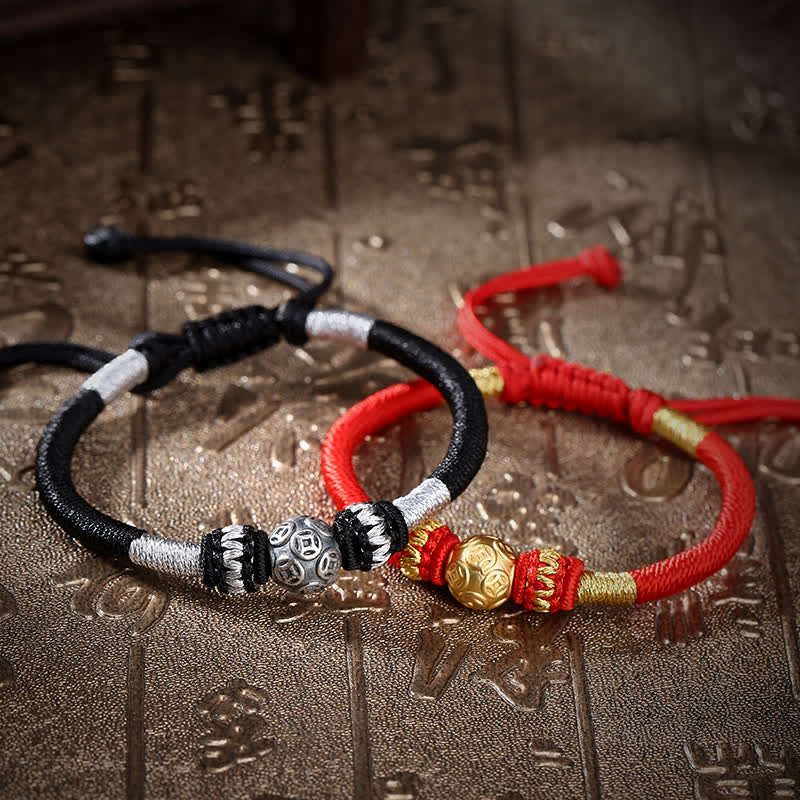 Bracelet de protection en argent sterling 999 avec cordon rouge pour la chance