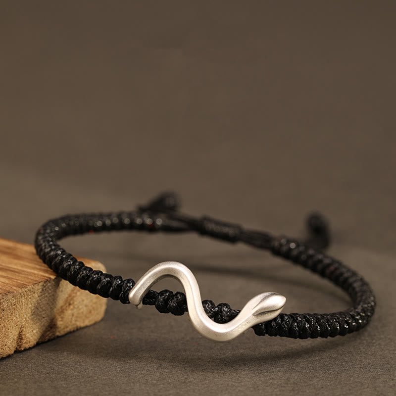 Bracelet de force en argent sterling 999 et fil rouge pour la protection | Année du Serpent