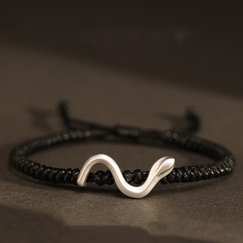 Bracelet de force en argent sterling 999 et fil rouge pour la protection | Année du Serpent