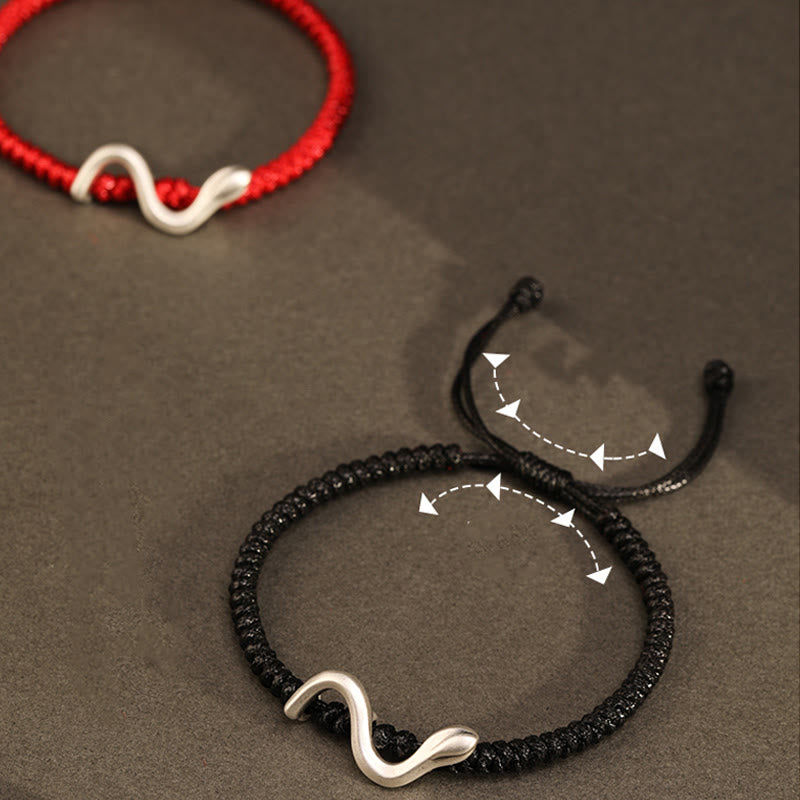 Bracelet de force en argent sterling 999 et fil rouge pour la protection | Année du Serpent