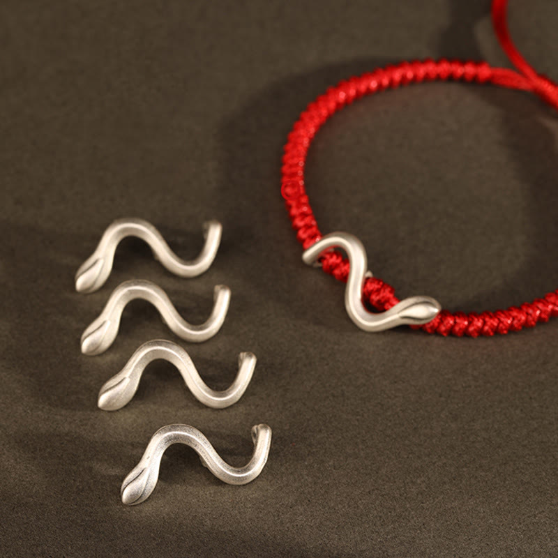 Bracelet de force en argent sterling 999 et fil rouge pour la protection | Année du Serpent