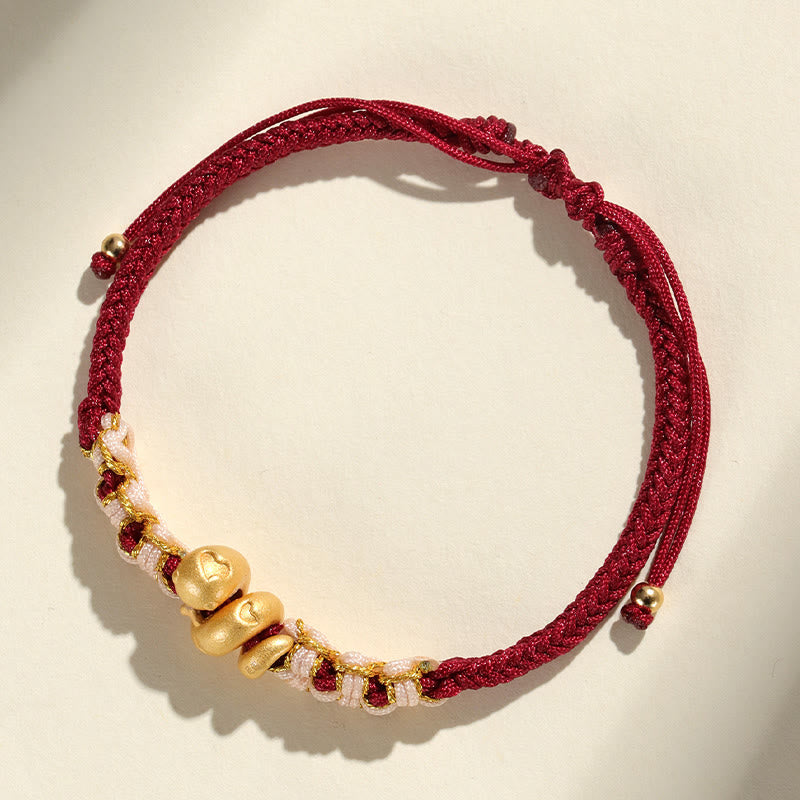 Bracelet porte-bonheur en argent sterling 999 avec cordon rouge Année du Serpent