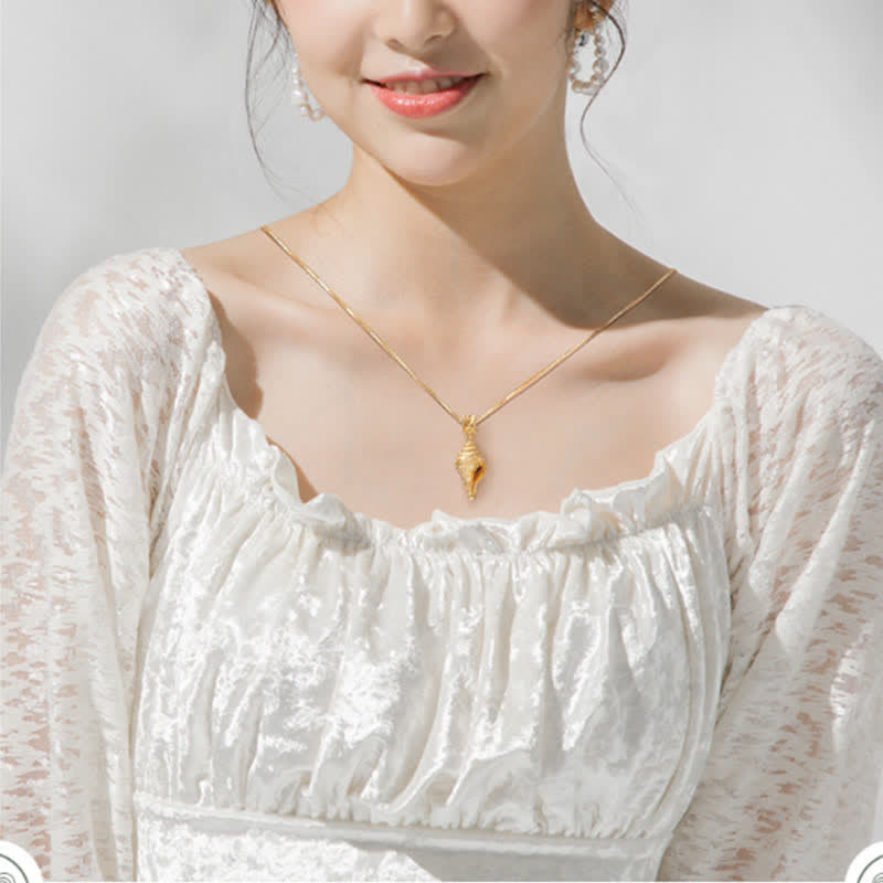 Collier en argent sterling 999 avec coquillage Shankha pour la protection spirituelle