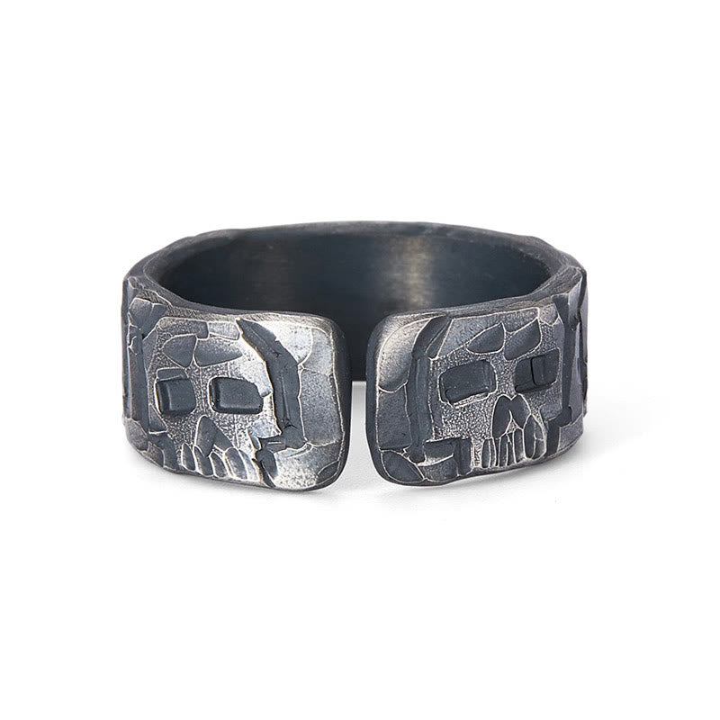 Bague spirituelle en argent sterling 999 à motif squelette pour la protection