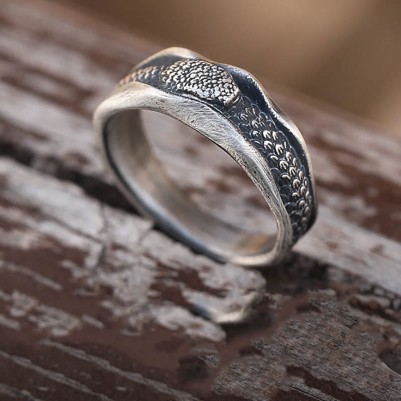 Bague de protection serpent en argent sterling 999 pour la sagesse et la résilience