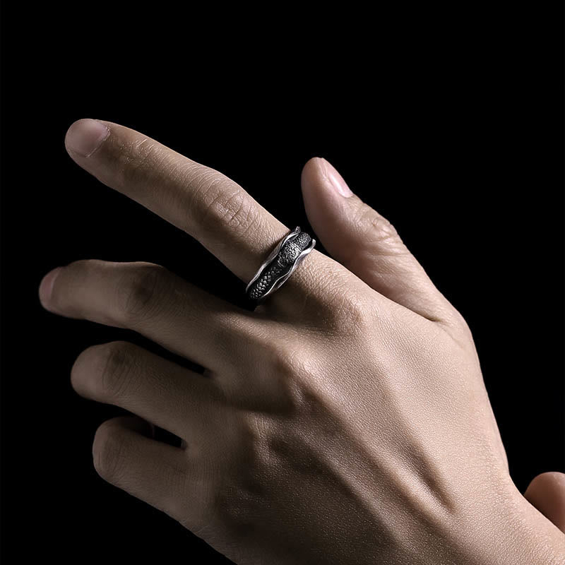 Bague de protection serpent en argent sterling 999 pour la sagesse et la résilience