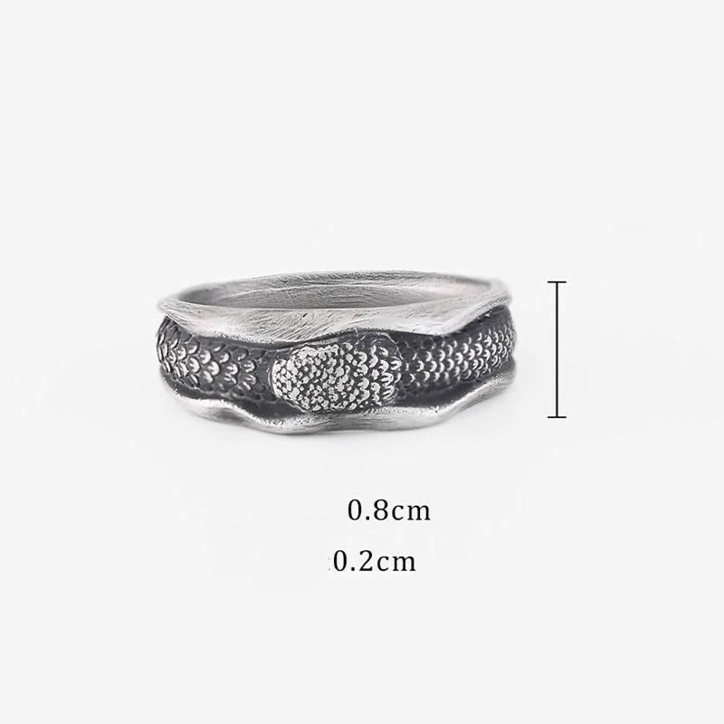 Bague de protection serpent en argent sterling 999 pour la sagesse et la résilience