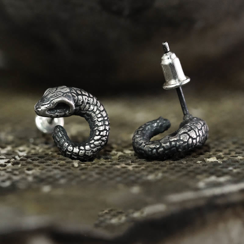Boucles d'oreilles en argent sterling 999, texture serpent, protection de l'année du serpent