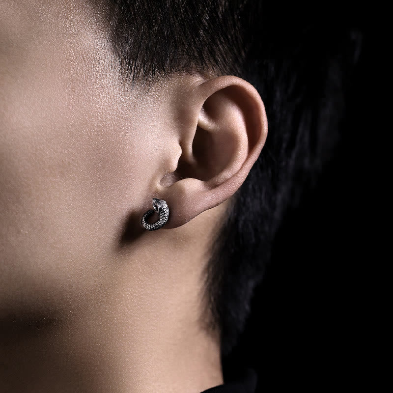 Boucles d'oreilles en argent sterling 999, texture serpent, protection de l'année du serpent