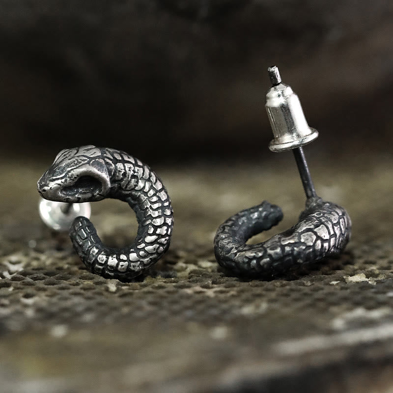 Boucles d'oreilles en argent sterling 999, texture serpent, protection de l'année du serpent