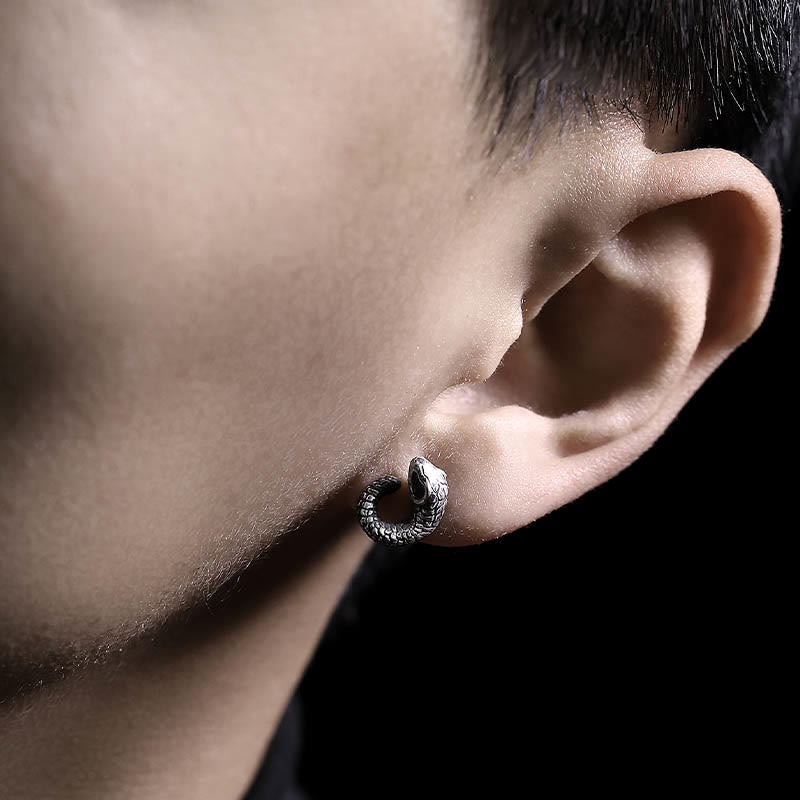 Boucles d'oreilles en argent sterling 999, texture serpent, protection de l'année du serpent
