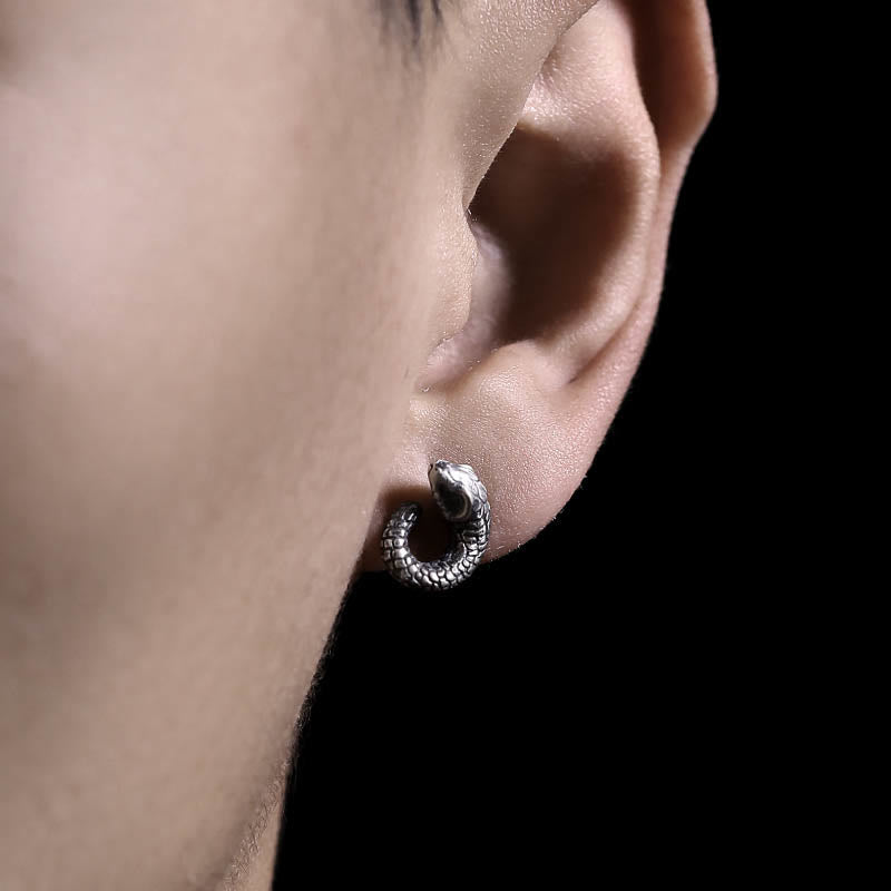 Boucles d'oreilles en argent sterling 999, texture serpent, protection de l'année du serpent