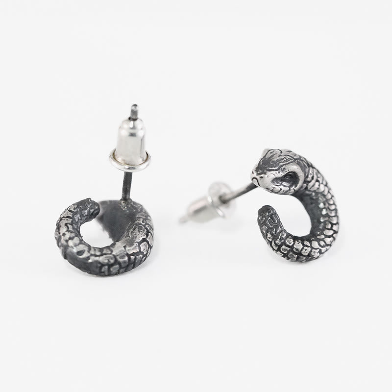 Boucles d'oreilles en argent sterling 999, texture serpent, protection de l'année du serpent