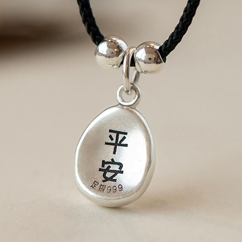 Collier spirituel en argent sterling 999 avec breloque Peace Joy Fu