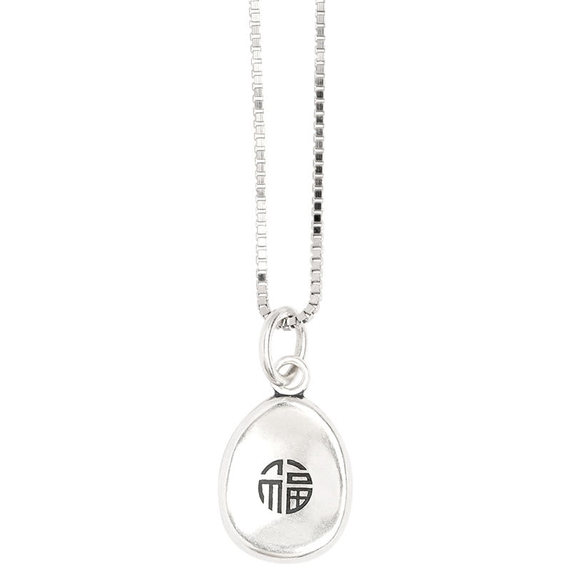 Collier spirituel en argent sterling 999 avec breloque Peace Joy Fu