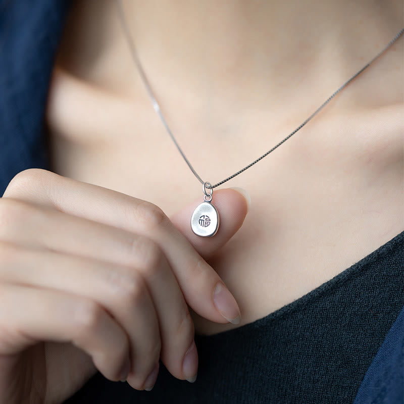 Collier spirituel en argent sterling 999 avec breloque Peace Joy Fu