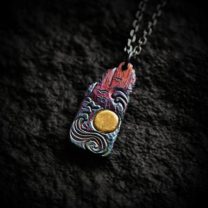 Collier spirituel Waves Sun Balance en argent sterling 999