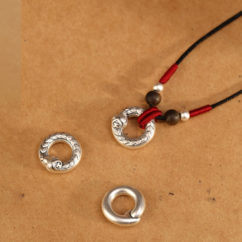 Collier en argent sterling 999 Année du Serpent Protection en bois d'agar