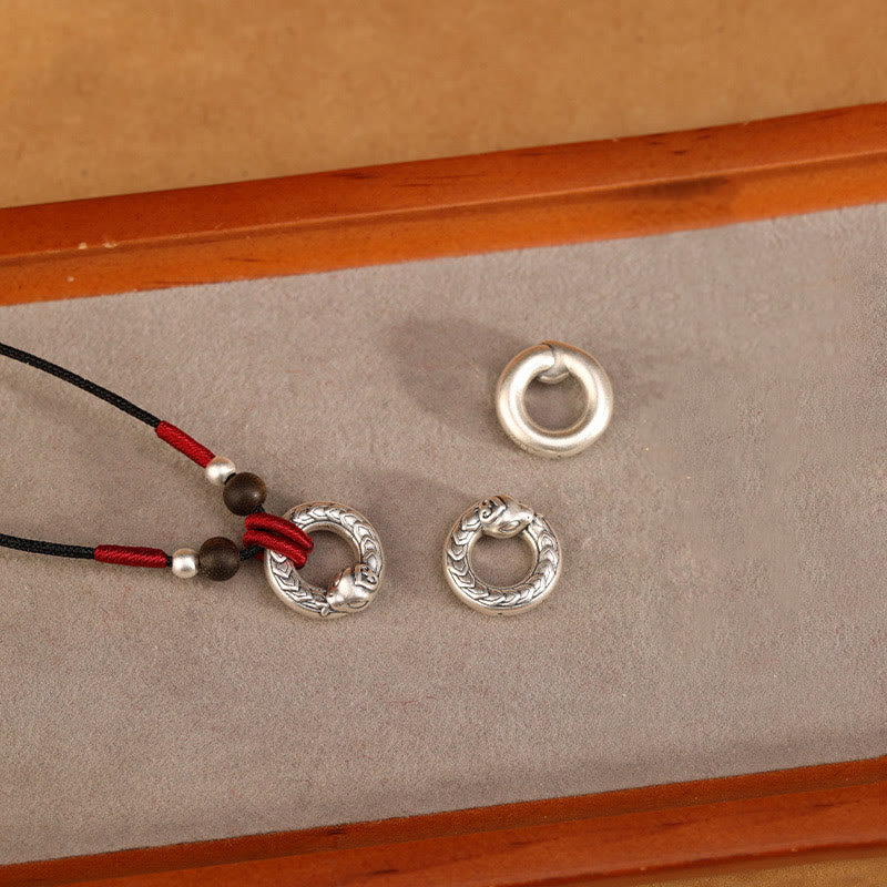 Collier en argent sterling 999 Année du Serpent Protection en bois d'agar