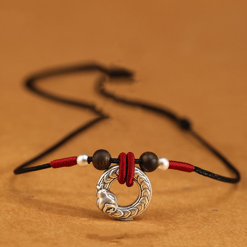 Collier en argent sterling 999 Année du Serpent Protection en bois d'agar