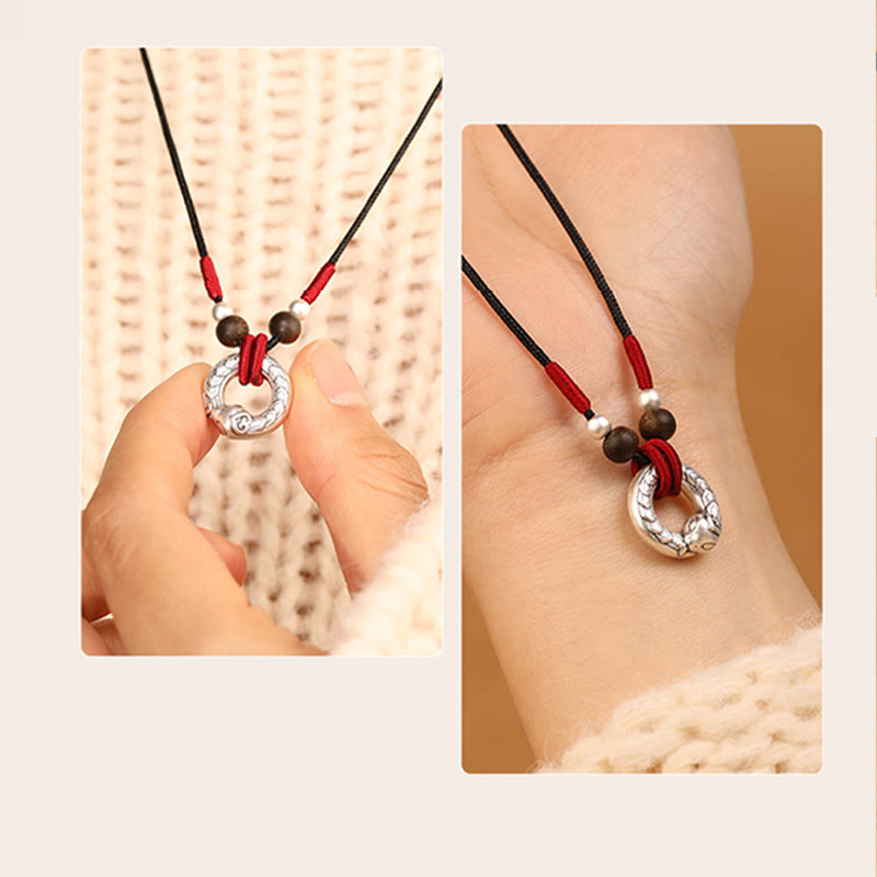 Collier en argent sterling 999 Année du Serpent Protection en bois d'agar