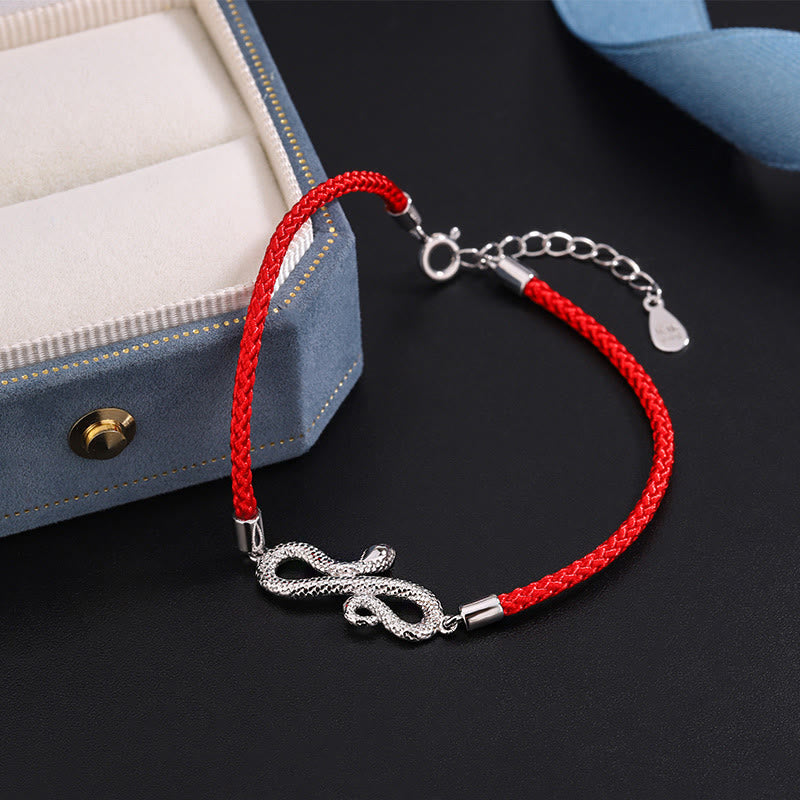 Bracelet rouge en argent sterling 999 Année du serpent
