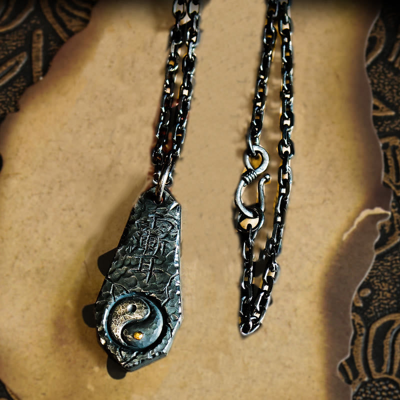 Collier pendentif harmonie Yin Yang en argent sterling 999