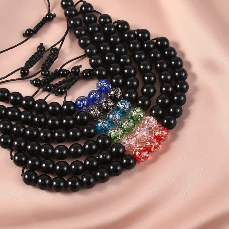 10mm Black Obsidian Strength Bracelet with Glowstone