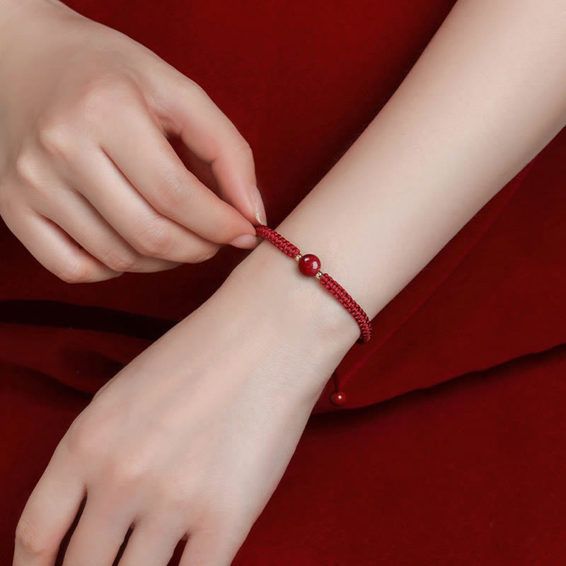 Cinnabar Blessing Bracelet with 8mm Beads & Red String