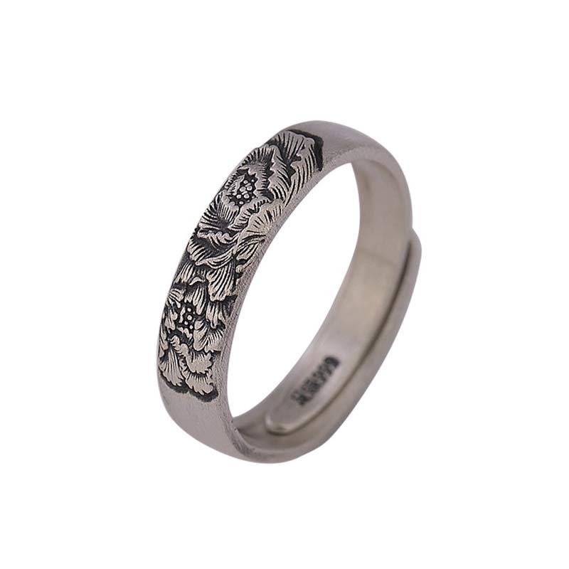 Adjustable 999 Sterling Silver Lotus Flower Enlightenment Ring