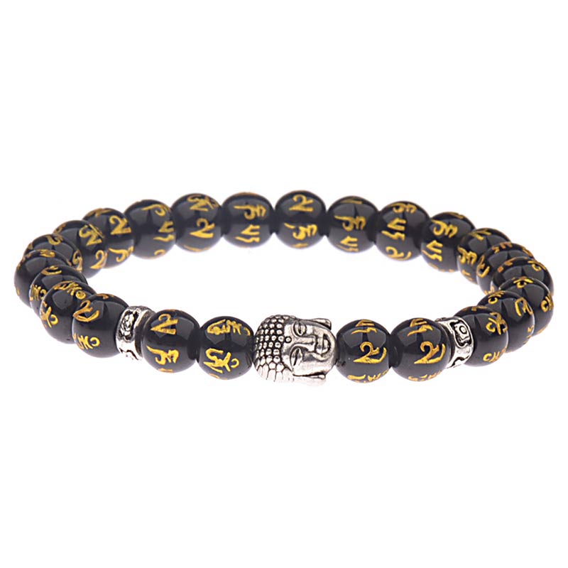 8mm Tibetan Buddha Mantra Bracelet for Mindfulness