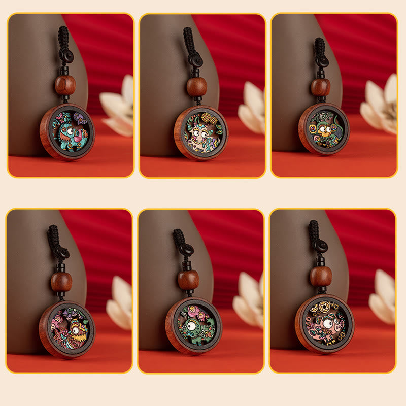 Rosewood Dragon Zodiac Key Chain for Calm & Protection