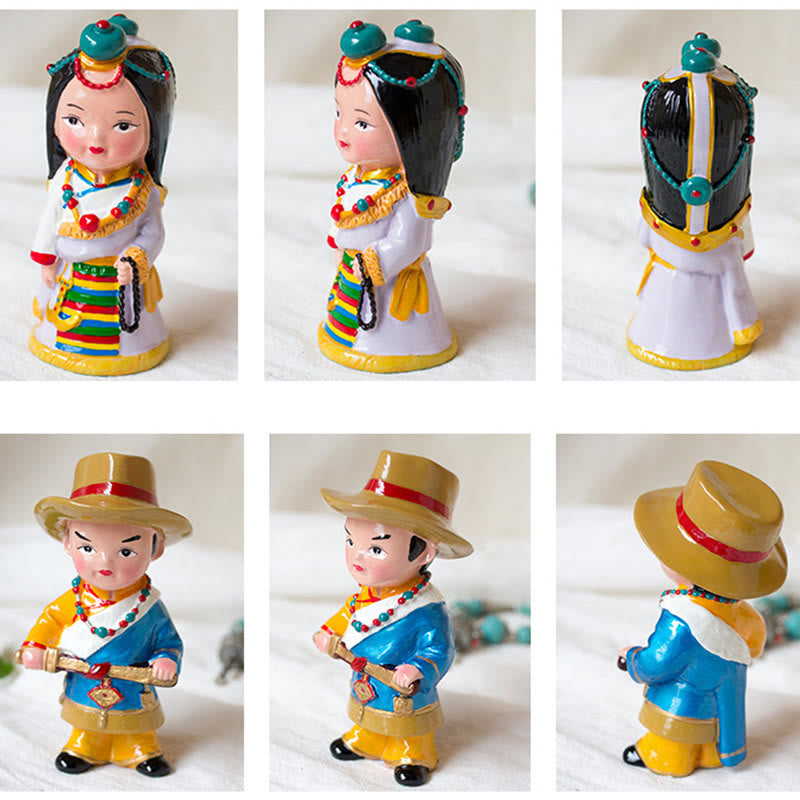 Figurines spirituelles tibétaines peintes à la main de 11 cm