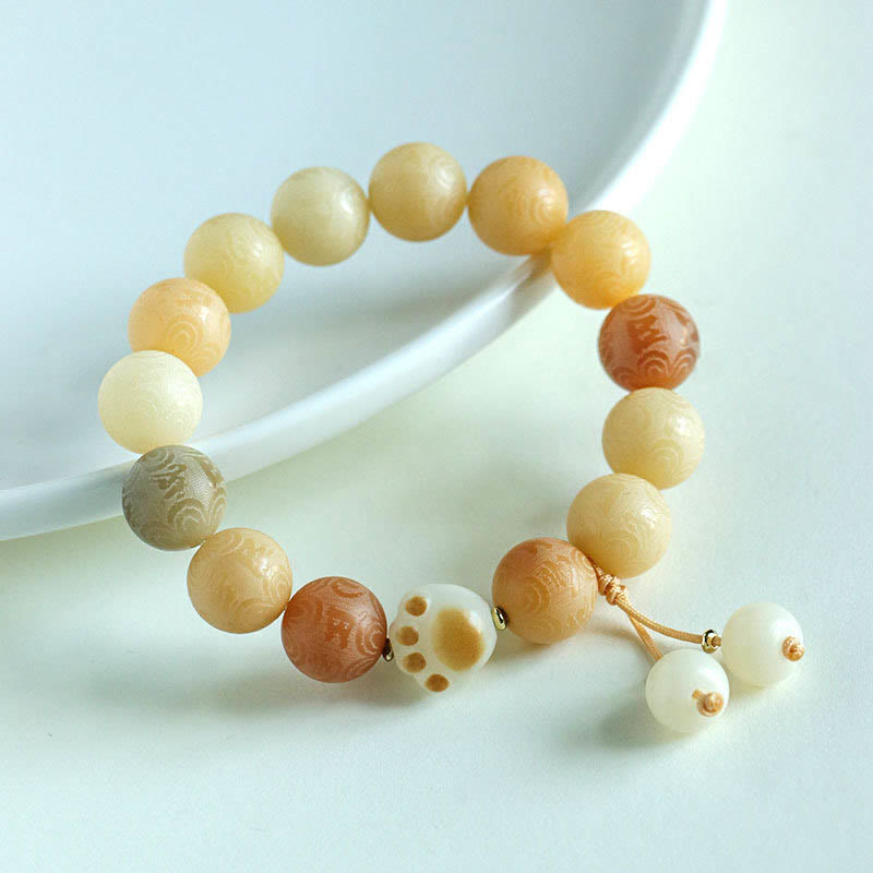 Bracelet sculpté en graines de Bodhi Om Mani Padme Hum, perles de 12 mm