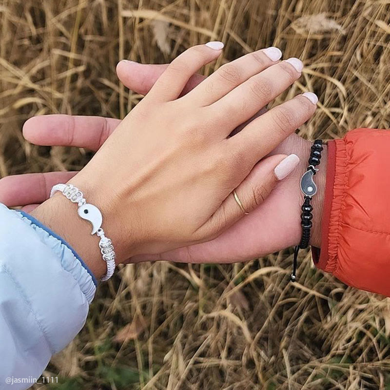 Unisex Yin Yang Hematite Couple Bracelets for Balance & Focus