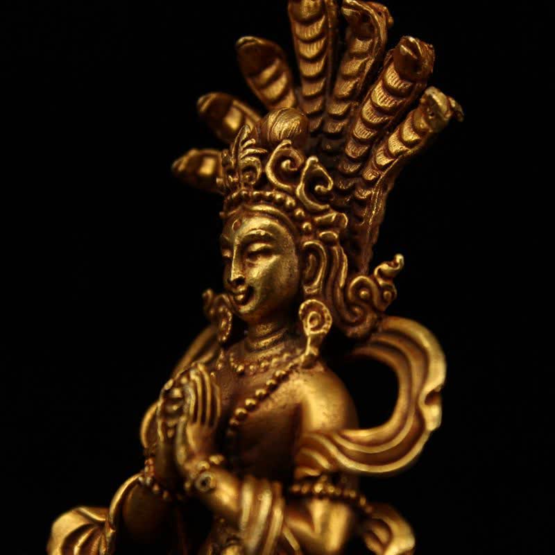 Statue de protection du Bodhisattva Nagarjuna en cuivre de 9 cm