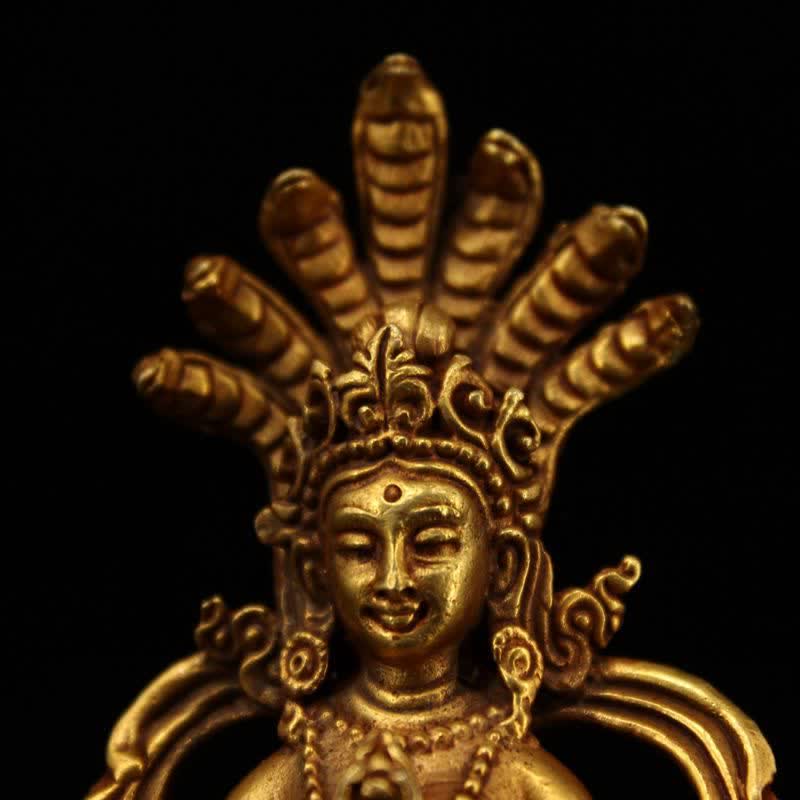 Statue de protection du Bodhisattva Nagarjuna en cuivre de 9 cm