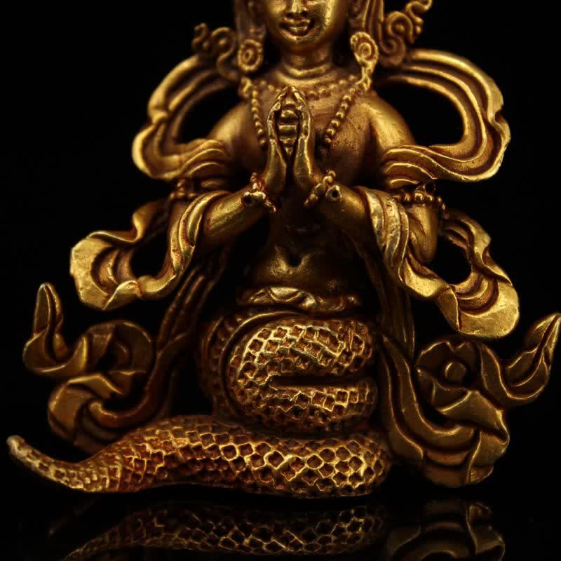 Statue de protection du Bodhisattva Nagarjuna en cuivre de 9 cm