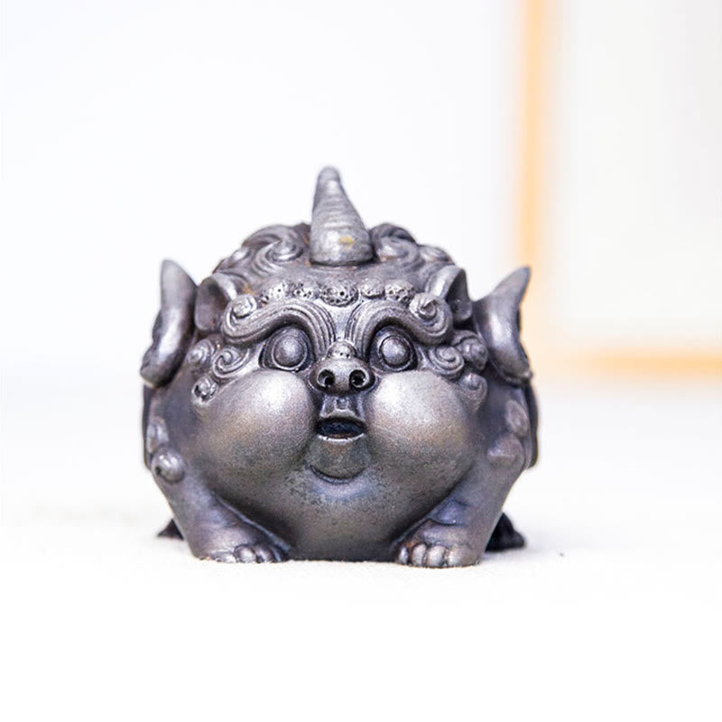 Statue de richesse PiXiu faite à la main de 9 cm, sculpture en résine de poudre de fer
